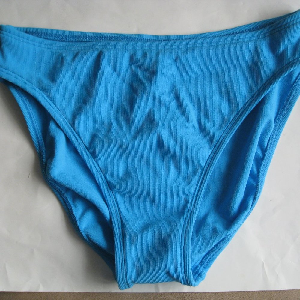 NWT Nautica Turquoise Blue Hi Cut Bikini Bottom ONLY Size 10 Lined Nylon/Spandex